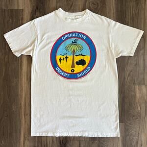 Vintage Operation Desert Storm Shield T-Shirt Mens Size M White 1991 USA